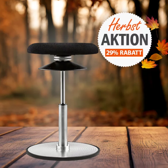 Herbstaktion mit 29% RABATT - Löffler ERGO M Black - Ergonomischer Sitzhocker mit schwarzem Bezug
