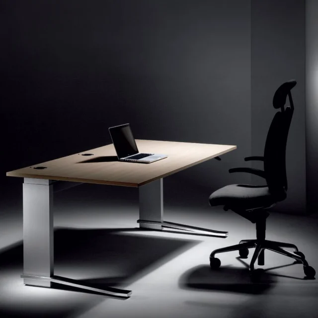 Leuwico iMove-C Design Steh-Sitz-Schreibtisch mit Unterbau  - ergonomischer höhenverstellbarer Schreibtisch
