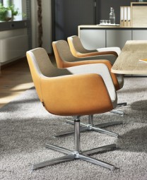 SOUL Design Stuhl mit 4-Stern-Gestell – Bezug zweifarbig / Moderner Loungestuhl für Meeting und Büro