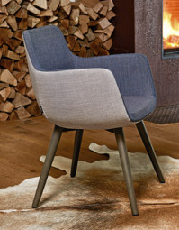 SOUL Design Stuhl mit Holz-Gestell – Bezug zweifarbig / Moderner Loungestuhl für Meeting und Büro